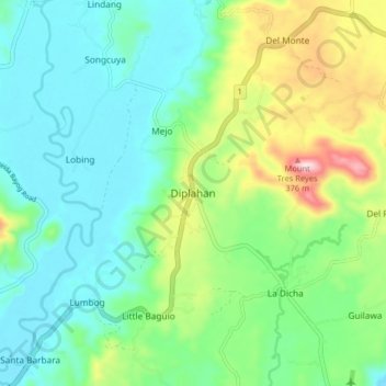 Diplahan topographic map, elevation, terrain