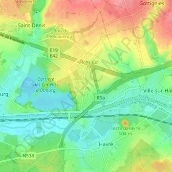 Le Congo topographic map, elevation, terrain