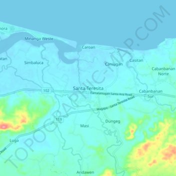 Santa Teresita topographic map, elevation, terrain