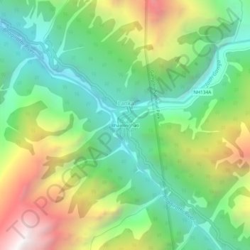 Bhaironghati topographic map, elevation, terrain