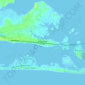 Morehead City topographic map, elevation, terrain