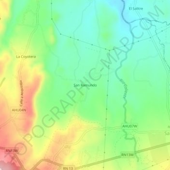 San Ramundo topographic map, elevation, terrain