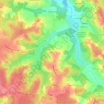 Marches topographic map, elevation, terrain