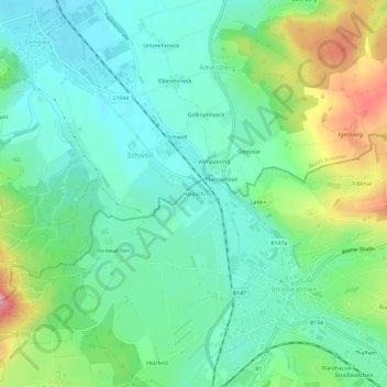 Haidach topographic map, elevation, terrain