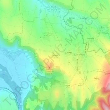 Circoux topographic map, elevation, terrain