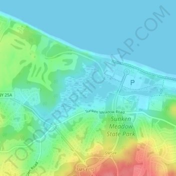 Sunken Meadow topographic map, elevation, terrain