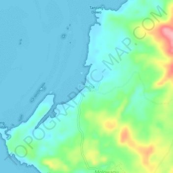 Bomba topographic map, elevation, terrain