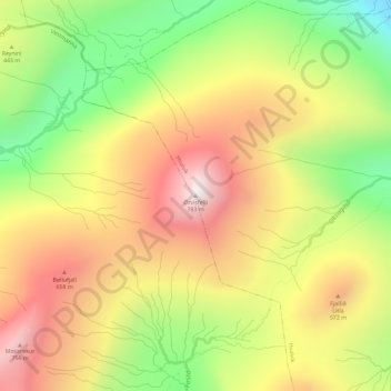 Ørvisfelli topographic map, elevation, terrain
