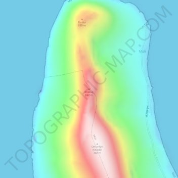 Knúkur topographic map, elevation, terrain