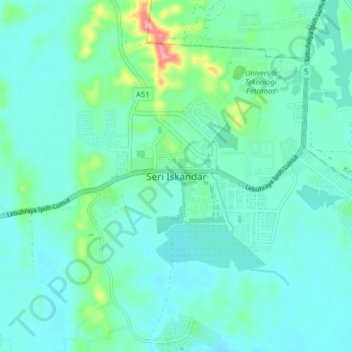 Seri Iskandar topographic map, elevation, terrain