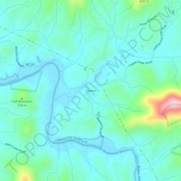 Cowee topographic map, elevation, terrain
