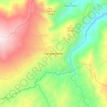 Campamento topographic map, elevation, terrain