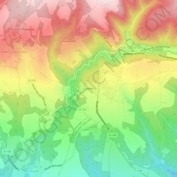 Cazelles topographic map, elevation, terrain