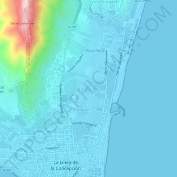 El Zabal Bajo topographic map, elevation, terrain