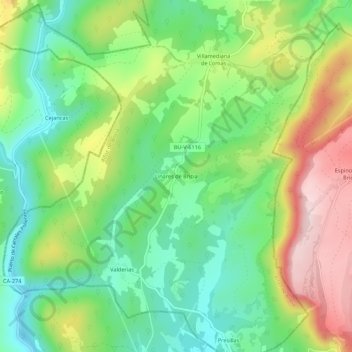 Linares de Bricia topographic map, elevation, terrain
