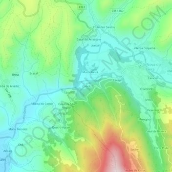Cabril topographic map, elevation, terrain