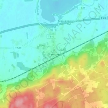 Vretstorp topographic map, elevation, terrain
