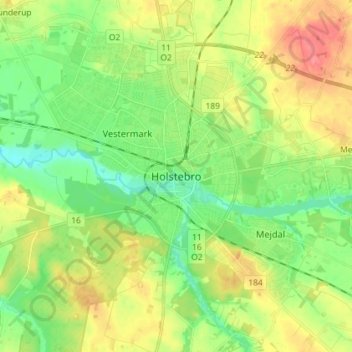 Holstebro topographic map, elevation, terrain