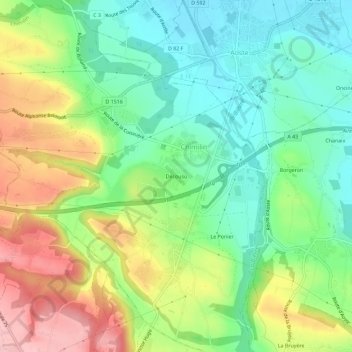 Décousu topographic map, elevation, terrain