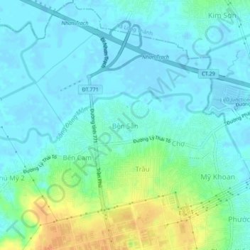 Bên Sắn topographic map, elevation, terrain