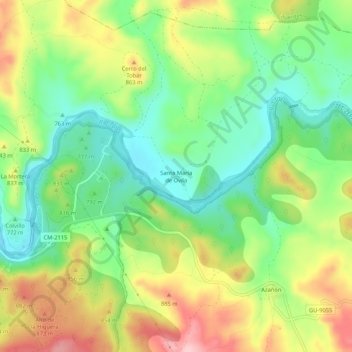 Santa María de Ovila topographic map, elevation, terrain
