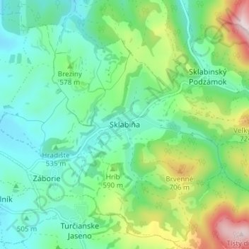 Sklabiňa topographic map, elevation, terrain