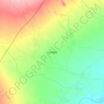 Gombe topographic map, elevation, terrain