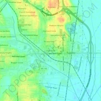 Clark Place topographic map, elevation, terrain