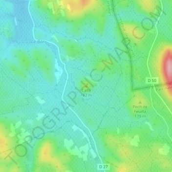 Calla topographic map, elevation, terrain