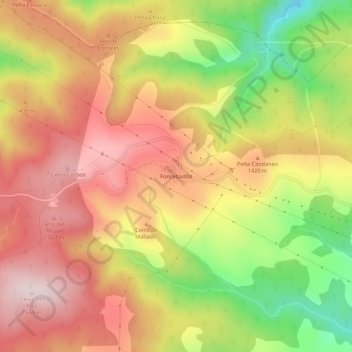 Foncebadón topographic map, elevation, terrain