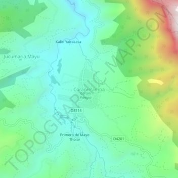 Corani Pampa topographic map, elevation, terrain