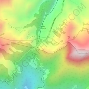 Brazilian Highlands topographic map, elevation, terrain