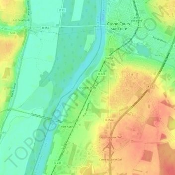 Chantier Blanc topographic map, elevation, terrain