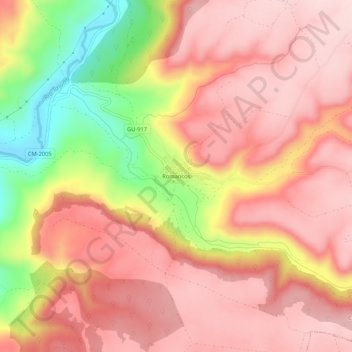 Romancos topographic map, elevation, terrain