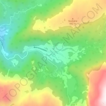 Krossdalen topographic map, elevation, terrain