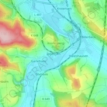 Ippensen topographic map, elevation, terrain