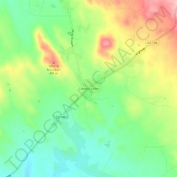 Catheys Valley topographic map, elevation, terrain