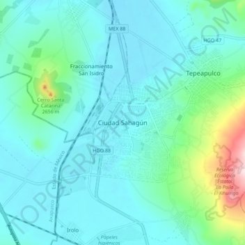Ciudad Sahagún topographic map, elevation, terrain