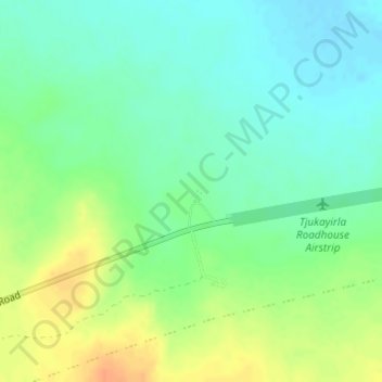 Tjukayirla Roadhouse topographic map, elevation, terrain
