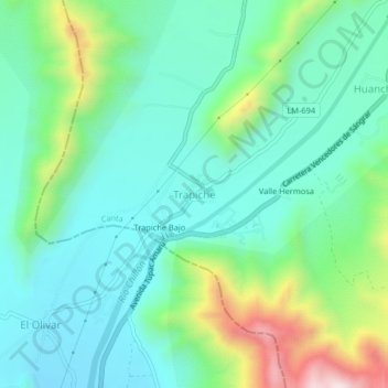 Trapiche topographic map, elevation, terrain