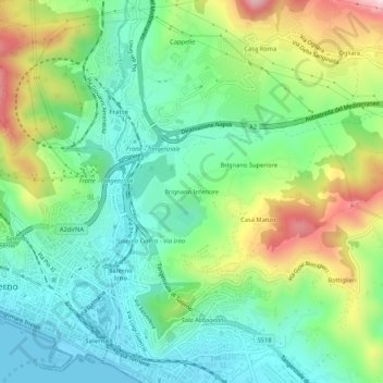 Brignano Inferiore topographic map, elevation, terrain