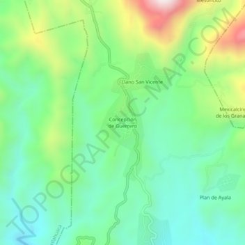 Concepción de Guerrero topographic map, elevation, terrain
