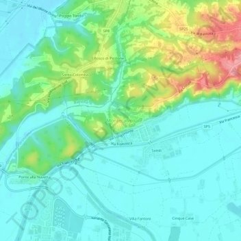 Montecalvoli topographic map, elevation, terrain