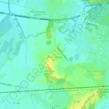 Mont Corbeau topographic map, elevation, terrain