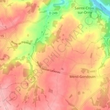 Le Sacq topographic map, elevation, terrain