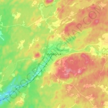 Hyltebruk topographic map, elevation, terrain