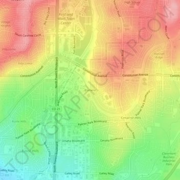 Elsmere topographic map, elevation, terrain