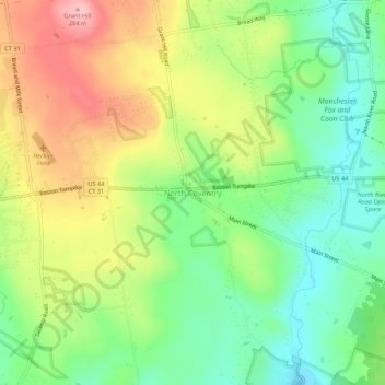 North Coventry topographic map, elevation, terrain
