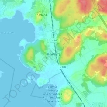 Tångaberg topographic map, elevation, terrain