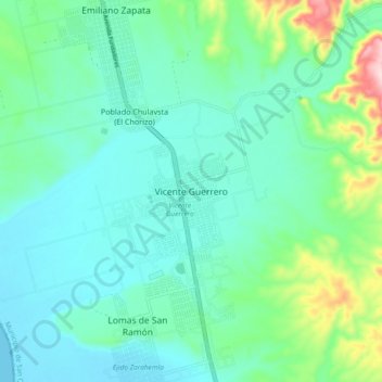 Vicente Guerrero topographic map, elevation, terrain
